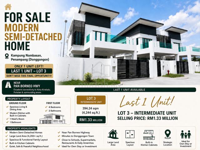 Modern Semi-Detached House @ Kampung Nambasan, Penampang 1