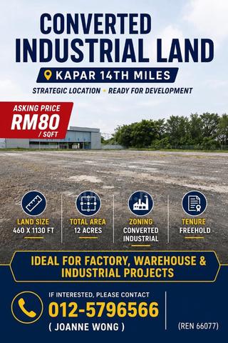 Converted Industrial Land For Sale 12acre Freehold Title 1