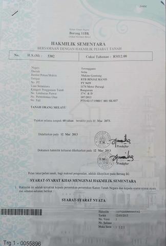Lot rumah Bandar Permaisuri. Setiu 1