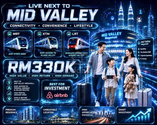 Low Entry Airbnb ! Near Mid Valley & KL Sentral - Next to MRT LRT KTM 1