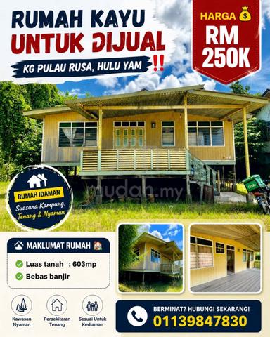RUMAH KAYU UNTUK DIJUAL DI KG PULAU RUSA HULU YAm‼️ 1