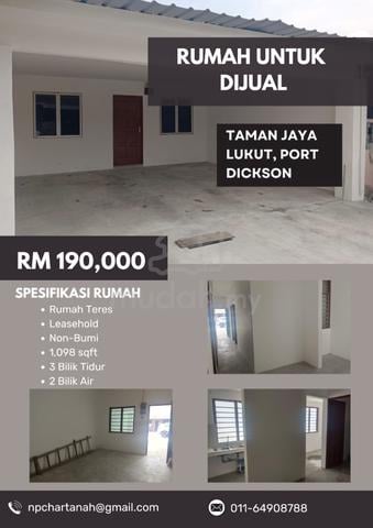 Rumah Murah Untuk Dijual 🔥🏡 - Taman Jaya Lukut, Port Dickson 1