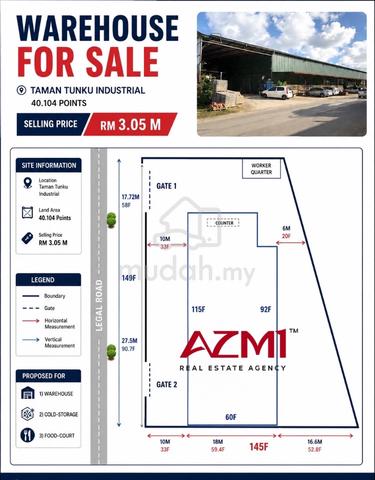 Warehouse For Sale at Taman Tunku. 40 Points Land! 1
