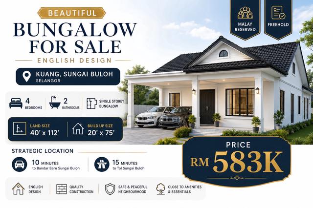 Banglo  Baru 1 Tingkat Di Kuang Sg Buloh - Loan Bank / Lppsa 1