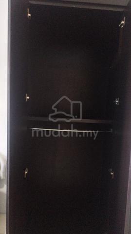 Solid dark wooden 2 door wardrobe - photo 2 of 3