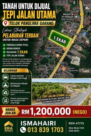 Tanah Tepi Jalan Utama Telok Panglima Garang berdekatan Masjid 1