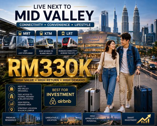 Freehold Condo, Free 2 Carparks, Big Balcony Yard, Near Kuchai Lama 1