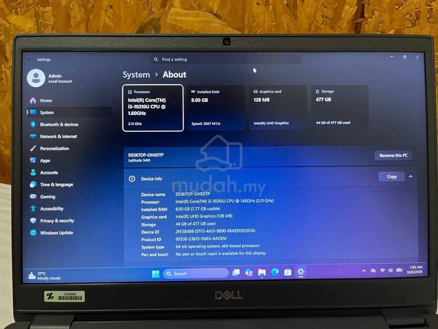 Dell Core i5 Gen 10 | RAM 8GB | SSD 256GB - photo 5 of 6