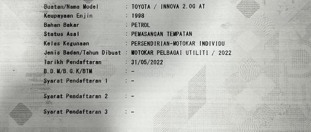 2022 Toyota INNOVA X 2.0L (A) SERVICE TOYOTA] - 2