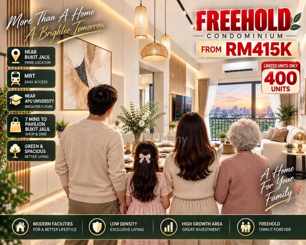 Near Mall MR | Bukit Jalil | Fully Furnished | Freehold | 2 Carparks 1