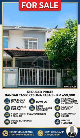 RUMAH 2 tingkat untuk dijual Bandar Tasik Kesuma RENOVATED [HOT AREA] 1