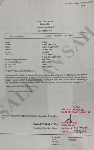 Tanah Kebun Untuk Dijual 1