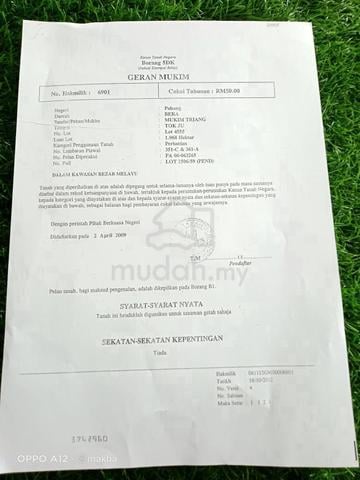 Tanah untuk dijual area Bera 1
