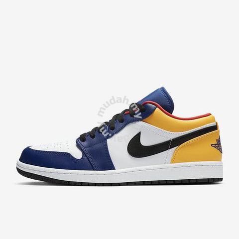 blue and yellow jordans 1