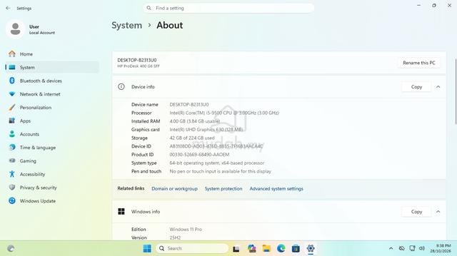 HP Prodesk 400 G5 MT
i5-8500 4GB DDR4 240GB SSD - photo 6 of 6