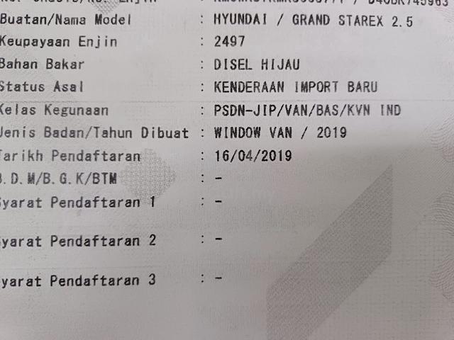 2019 Hyundai GRAND STAREX 2.5 (A) FACELIFT FULLOAN - 2