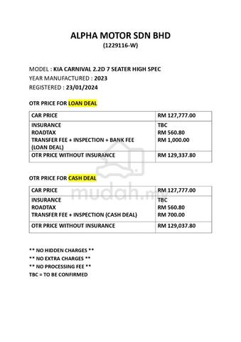 2023 Kia CARNIVAL 2.2 D 7 SEATER HIGH (A) MILE 22K - 3