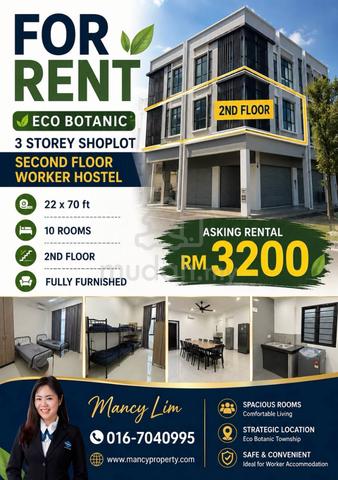 Eco Botanic Three Storey Shoplot Second Floor Wroker Hostel For Rent 1