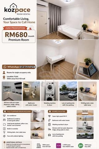 Bandar Putra @ Kulai single bed room share bathroom fully furnished 1