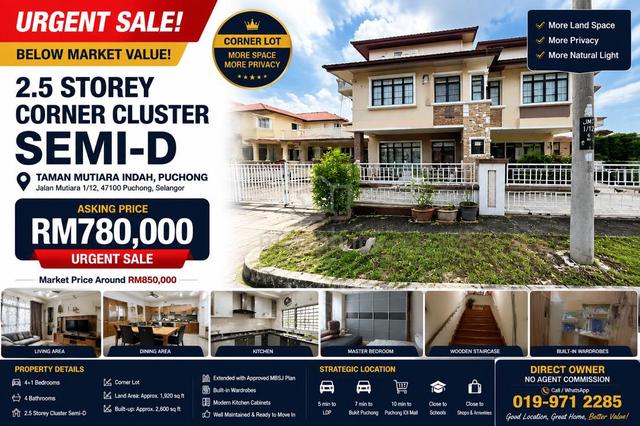 2.5 storey cluster Semi-D,Taman Mutiara Puchong 1