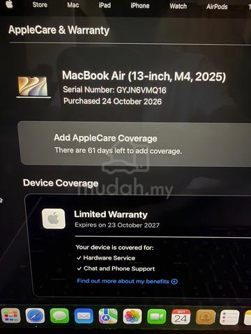 NEVER USED Macbook Air M4 16/256 BH100 CC2 - photo 4 of 6