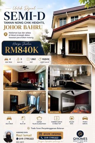 Semi D 2 Tingkat di Nong Chik, Johor Bahru untuk dijual. 1