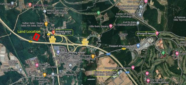 Tanah Untuk Dijual 700 meter dari Tol Simpang Ampat Melaka 1