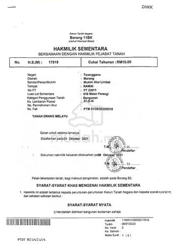 Tanah di Kampung Rawai 1