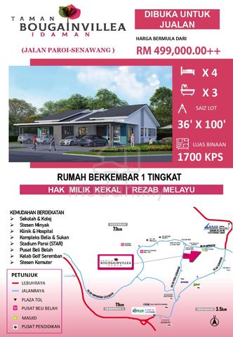 Single Storey Semi D for Sale - Semi D 1 Tingkat untuk Dijual 1