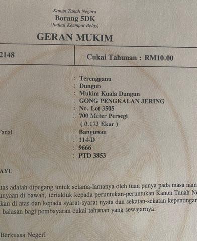 Terengganu Dungun Residential Freehold Land For Sale 1