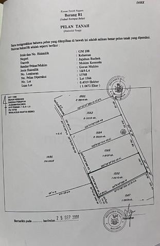 Tanah di bachok untuk dijual  1