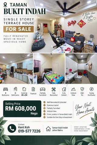 Taman Bukit Indah | Fully Renovated Single Storey Terrace House For Sa 1