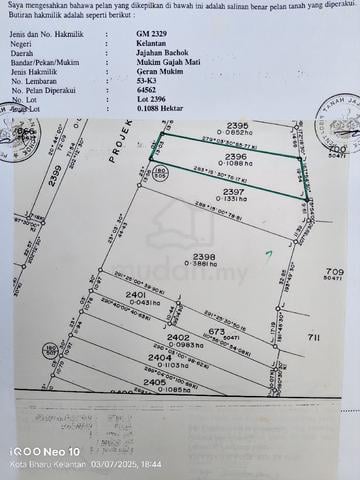 Tanah di mukim gajah mati untuk dijual 1