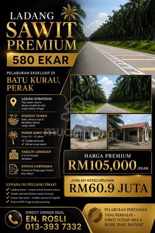 580 acres 1st Lot Premium Oil Palm Estate at Batu Kurau Perak 1