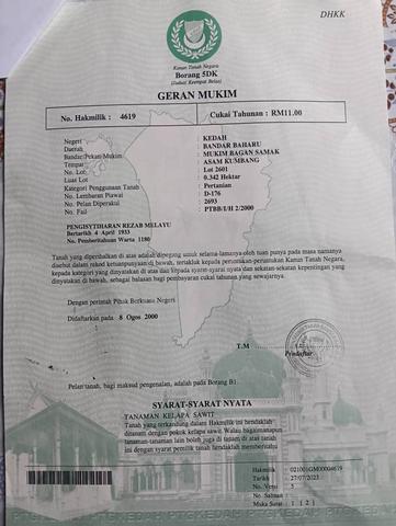 Tanah pertanian sawit bandar baharu 1