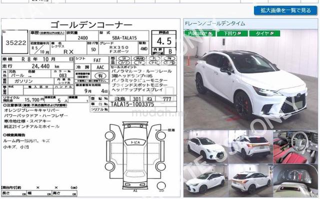 2023 RX350 2.4 FSPORT RED LTR PSROOF HUD LikeNew - 5