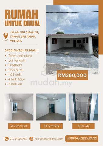 Rumah Teres Setingkat Untuk Dijual – Taman Sri Aman, Masjid Tanah 1