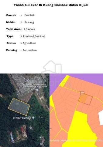Tanah 4.3 Ekar Untuk Dijual Di Kuang Gombak 1