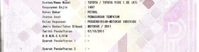 CASH OTR Toyota VIOS 1.5 DUGONG (A)1THN WARANTY - 2