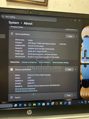 HP Laptop 15 | Ryzen 5 7430U | 16GB RAM | LIKE NEW - photo 6 of 6