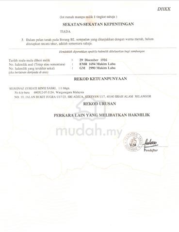 Tapak Rumah Untuk Dijual 2