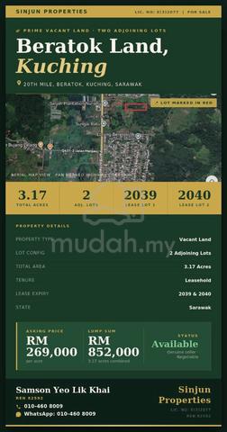 FOR SALE–2 Adjoining Lots of Vacant Land | 20th Mile, Beratok, Sarawak 1