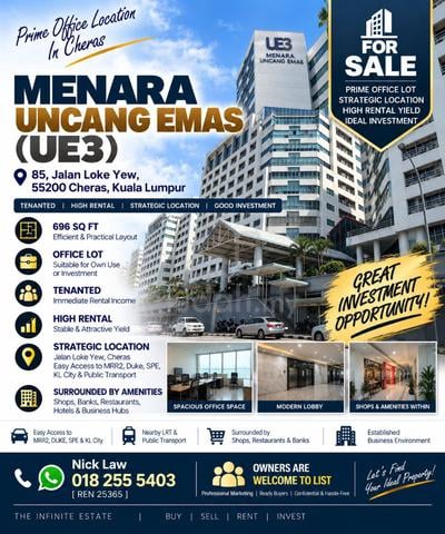 Menara Uncang Emas UE3 Cheras Office Lot | Tenanted | High Rental 1