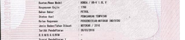 2016 Honda HR-V 1.8 V (A)1THN WARANTY LOAN KEDAI - 2