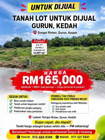 Tanah lot Sungai Rotan Gurun Kedah untuk dijual 1
