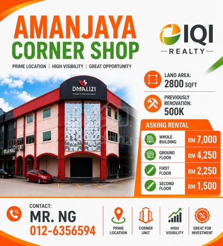 3 Storey Corner Shop Lot Fully Renovated Cmart Amanjaya Limited Unit 1