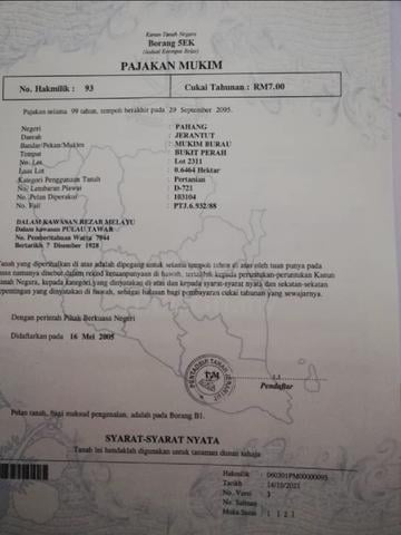 Tanah Kg Dusun Hijau Pulau Tawar 1
