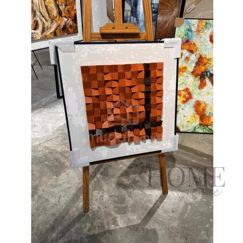 Geometric Wood Block Wall Art , Black Frame (A) - photo 5 of 5