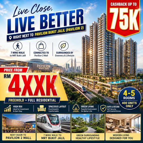 5 Room @ 80K Cashback ! Near Bukit Jalil @ Big Balcony | Link MRT Aeon 1