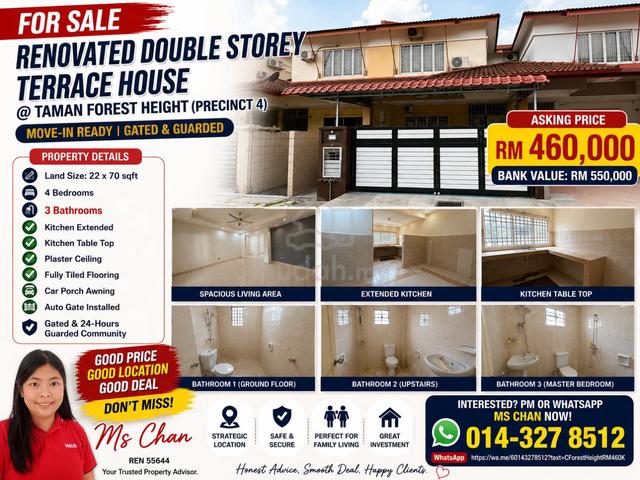 [100% Loan]Renovated Double Storey House For Sale @ Forest Height 1